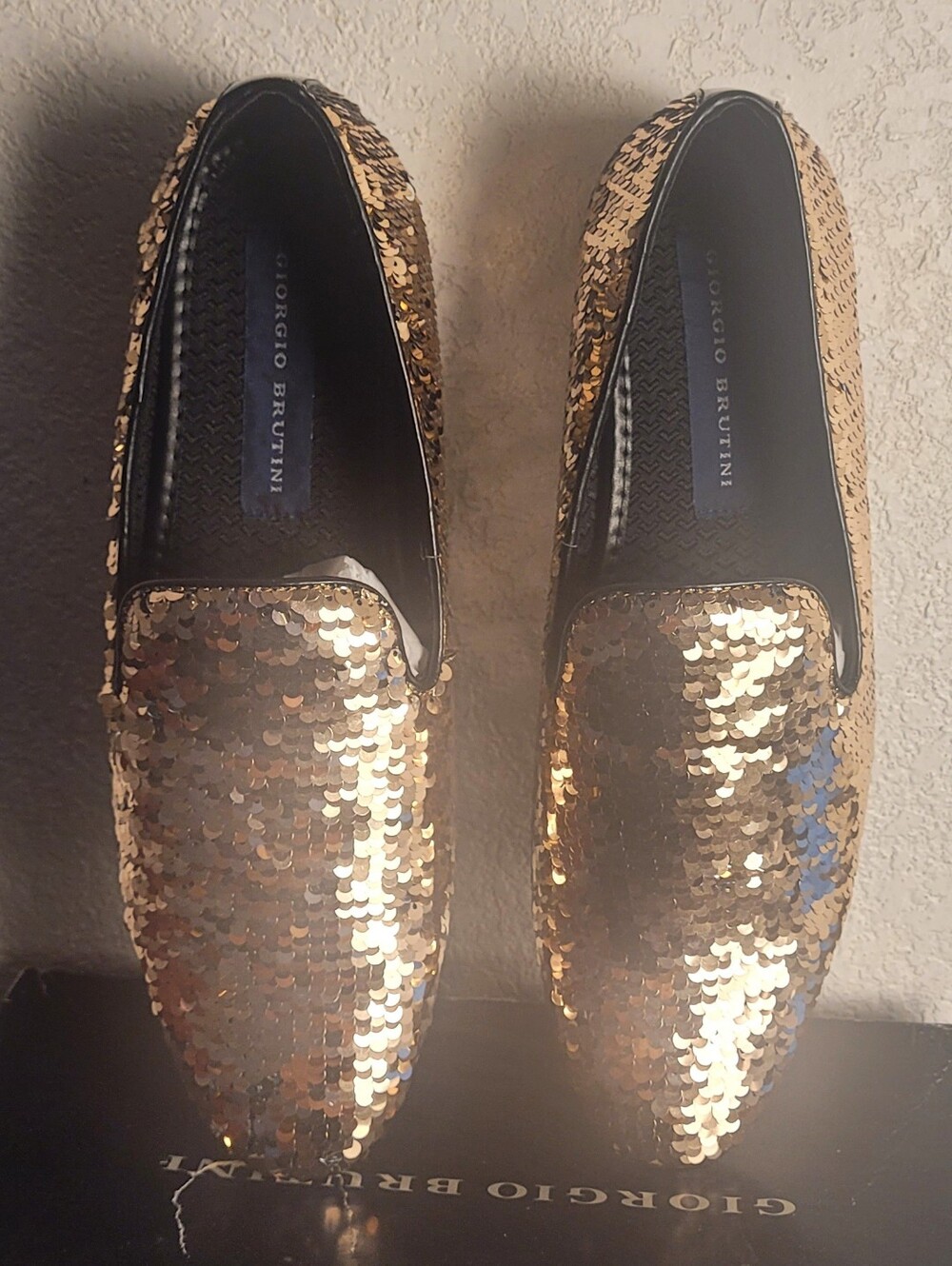 Giorgio Brutini Men’s Gold Sequin Slip-On Loafers